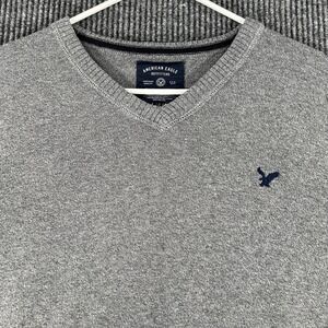 American Eagle Sweater Mens Large Gray Long Sleeve Crew Neck 100% Cotton